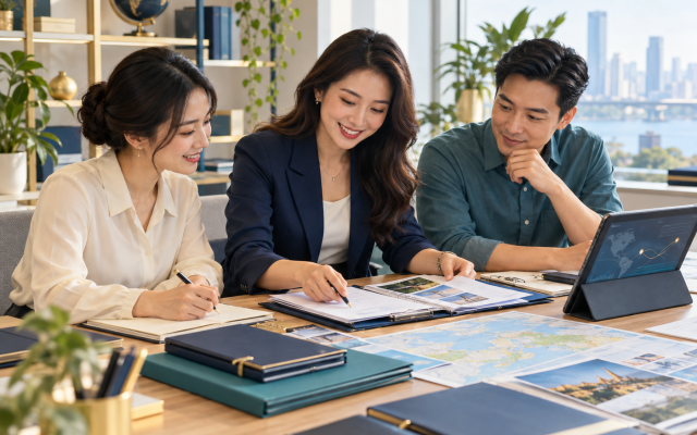 Nhóm tư vấn Phiên Dịch Viên Pro trao đổi tài liệu và lịch trình với khách hàng