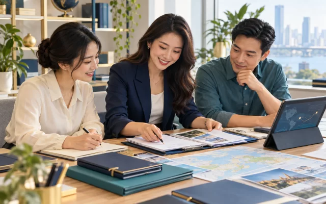 Nhóm tư vấn Phiên Dịch Viên Pro trao đổi tài liệu và lịch trình với khách hàng